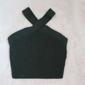 Aritzia Green Sculpt Knit Criss Cross Cropped Tank Top